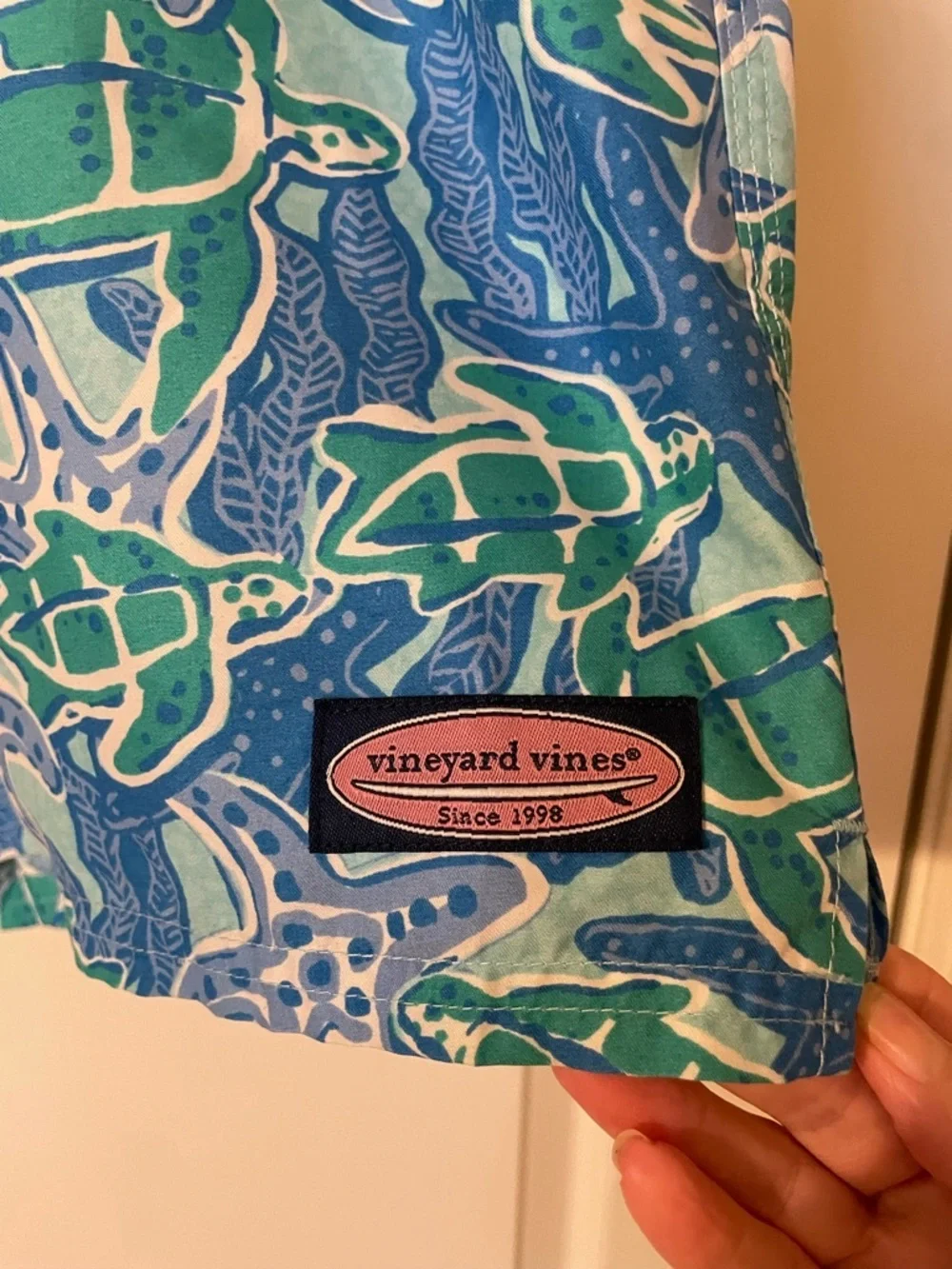 Vineyard Vines Men’s  Swim Trunks Shorts Size XL Blue Sea Turtle Starfish Lined